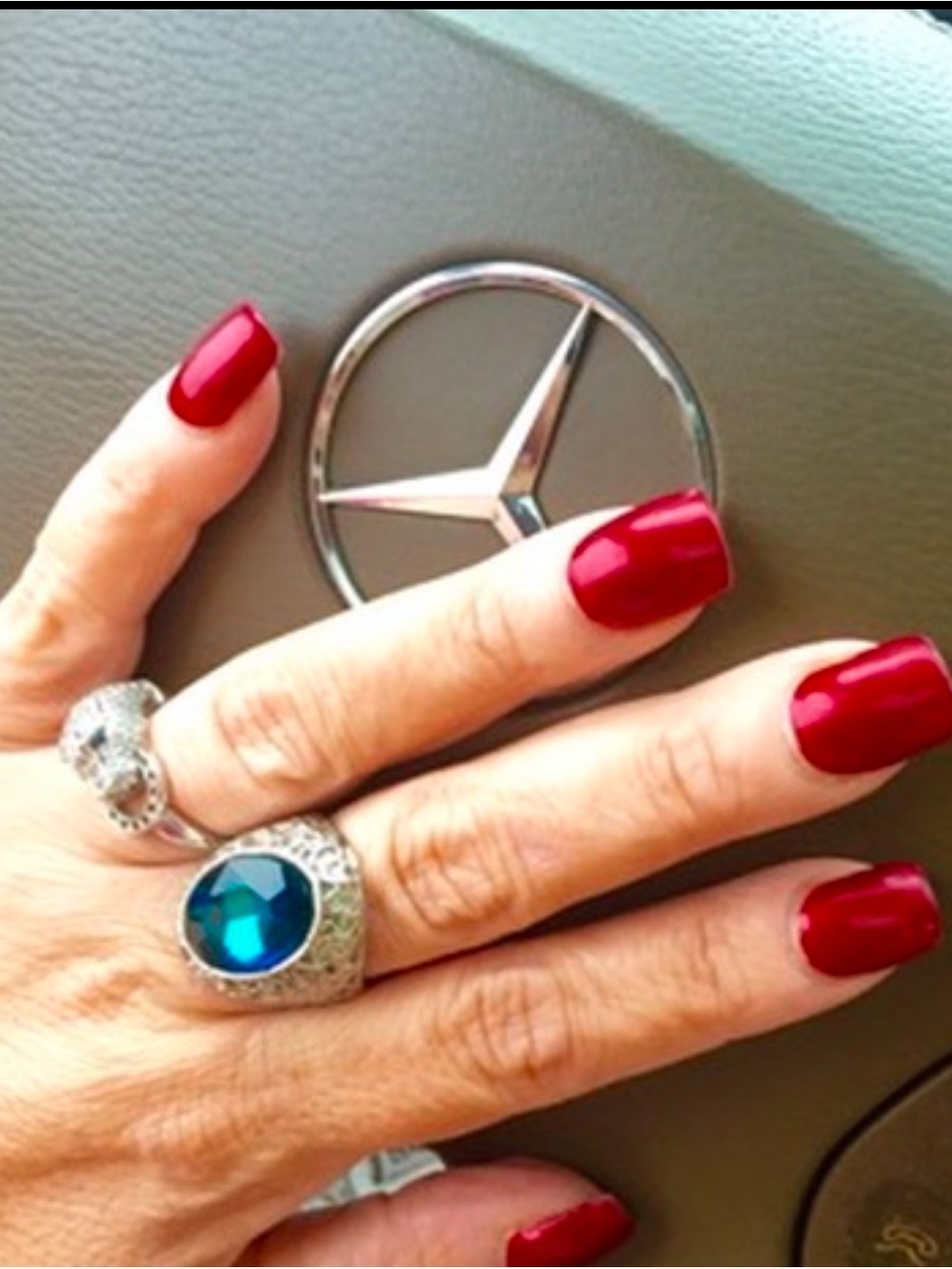 NWT Silver Statement Ring with Blue Gem Center Size 10